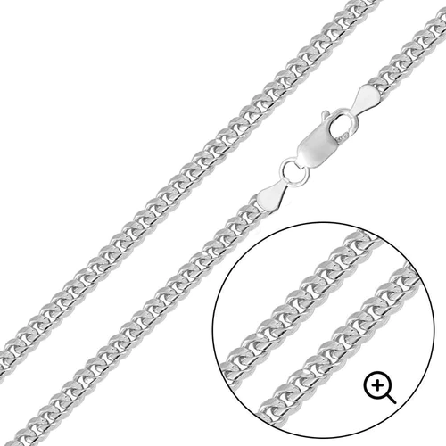 Silver 925 Rhodium Plated Miami Cuban Curb Chain or Bracelet Link, 5.5mm, 22"
