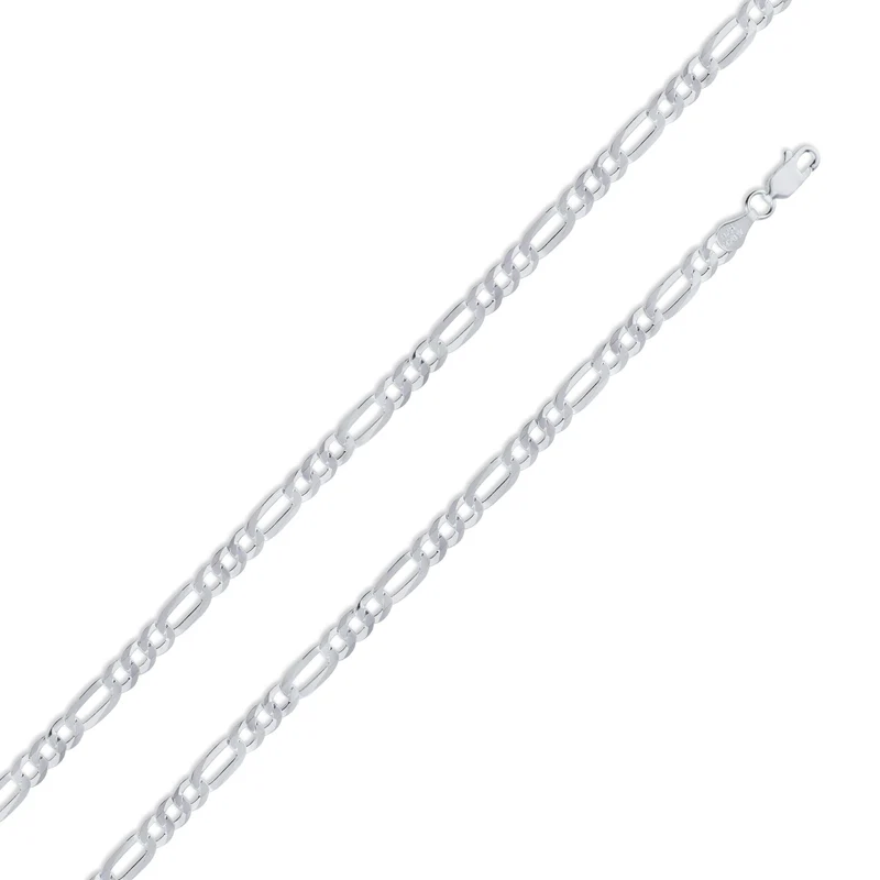 Sterling silver Rhodium Plated 925 Figaro Chain, 18 Inches