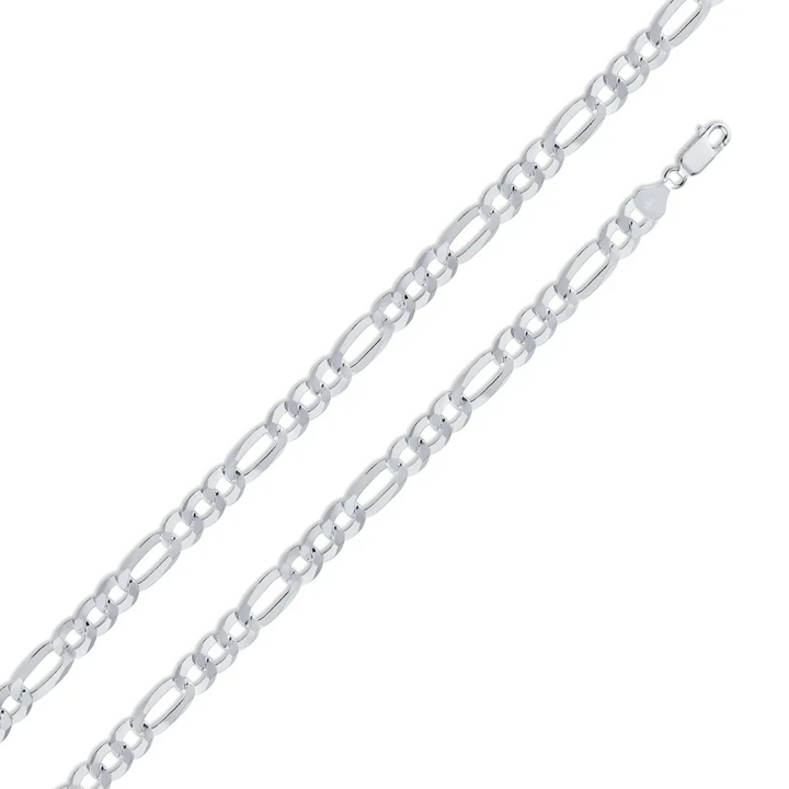 Sterling Silver Rhodium-Plated Figaro Chain 22"