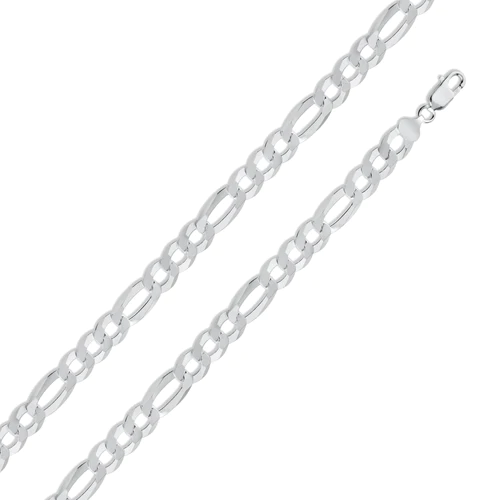 Silver Figaro Bracelet, 8.9mm, 9"