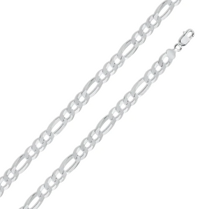 Silver Figaro Bracelet, 8.9mm, 9