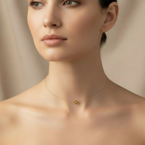 10k Yellow Gold Minimalist Diamond Cross Choker Necklace.