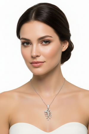 18K Vintage White Gold Diamond Vertical Drop Pendant Necklace