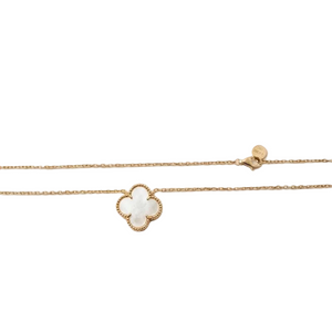 18K Yellow Gold Mother-of-Pearl Clover Station Pendant Necklace
