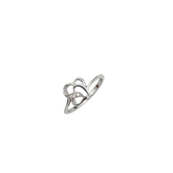 925 Sterling Silver Interlocking Double Heart Diamond Ring