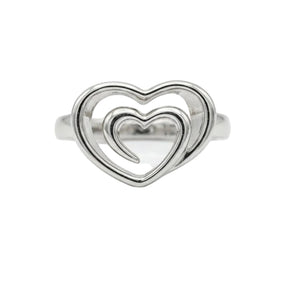 925 Sterling Silver Double Open Heart Ring