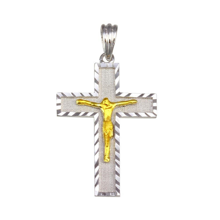 925 Sterling Silver Gold Plated Jesus Christ Cross Pendant