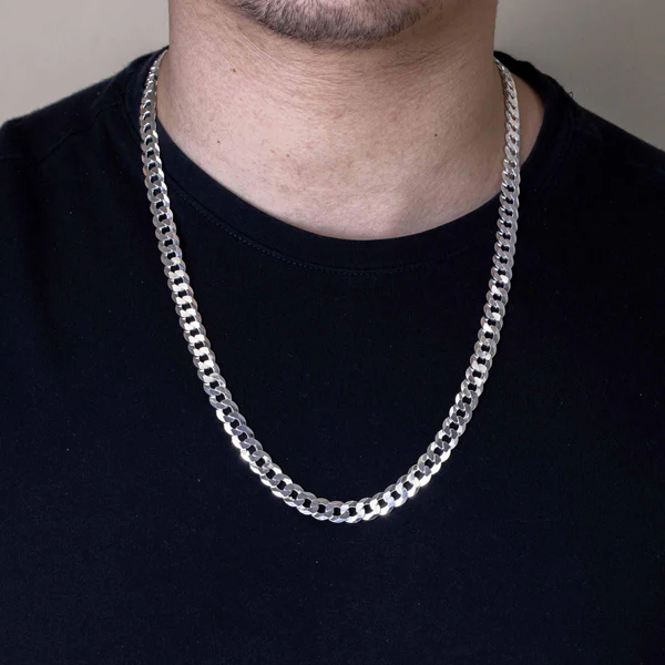 Silver Curb Chain 8.6mm - 22 Inches
