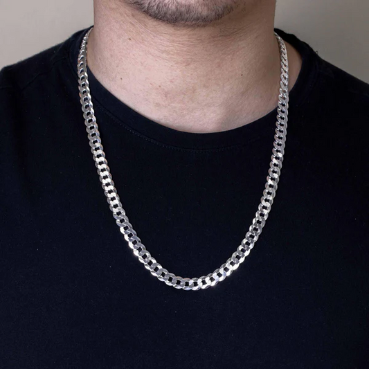 Silver Curb Chain 8.6mm - 22 Inches