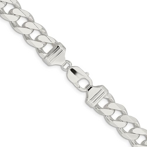 Sterling Silver Flat Curb Chain, 925, 20 Inches