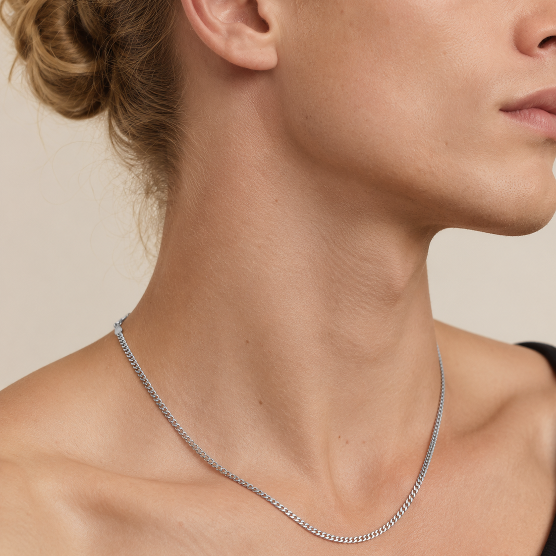 925 Sterling Silver Rhodium-Plated Super Flat Curb Chain 3mm