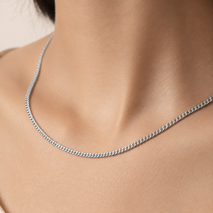 925 Sterling Silver Rhodium-Plated Super Flat Curb Chain 3mm