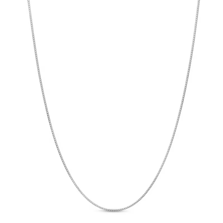 14K White Gold thin Flat curb chain 16"