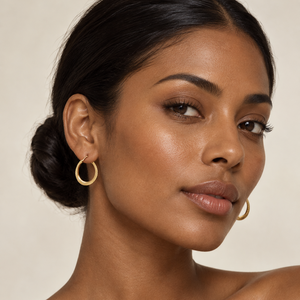 18K Yellow Gold Diamond-Cut Hoop Earrings