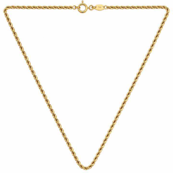18K Yellow Gold Rope Chain Necklace