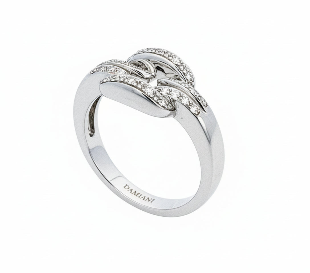 Italian White Gold Damiani Diamond Ring. 18k,  TDW: .6ct VS EF - Resale