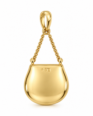 18K Yellow Gold Diamond Purse Pendant
