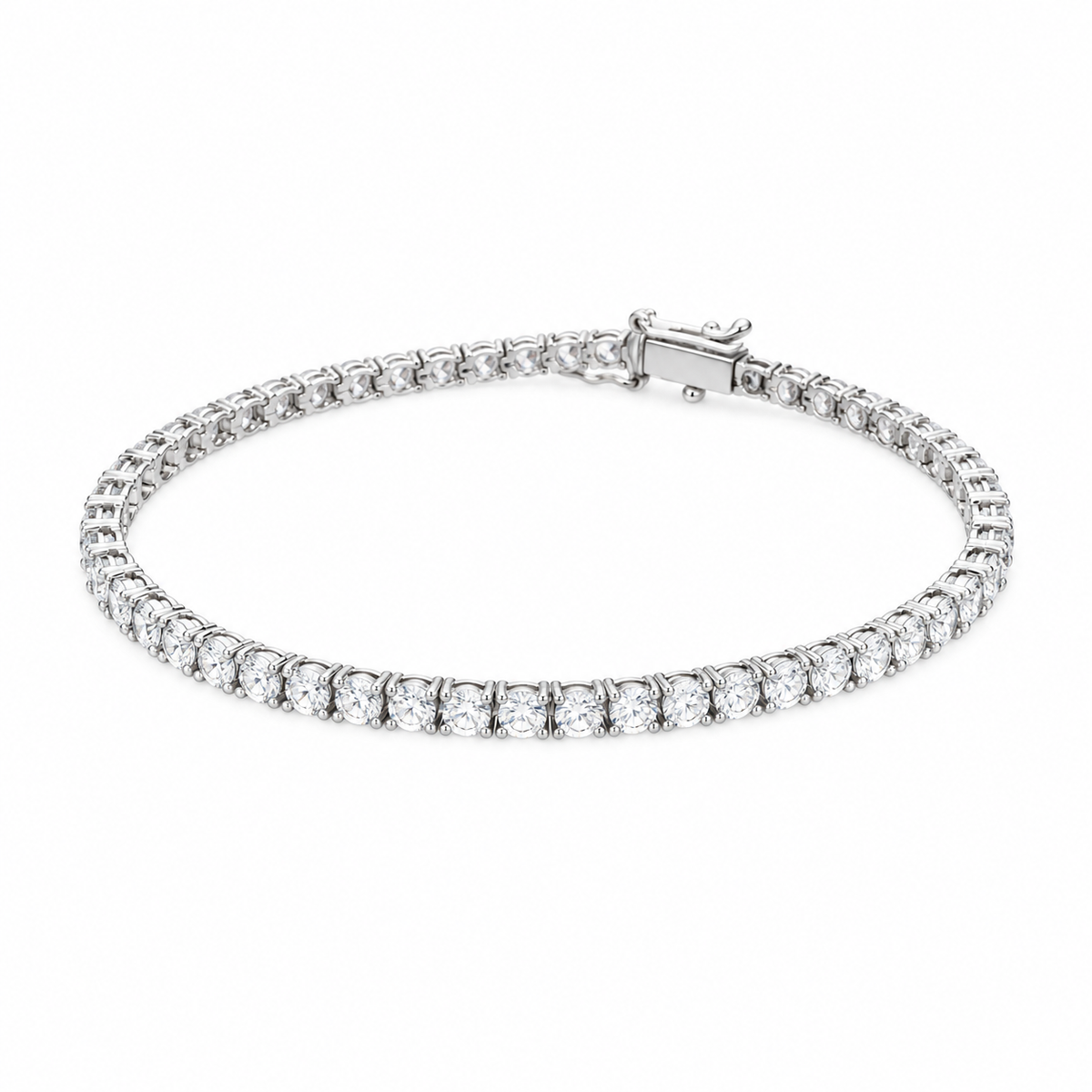 925 Sterling Silver Round CZ Tennis Bracelet