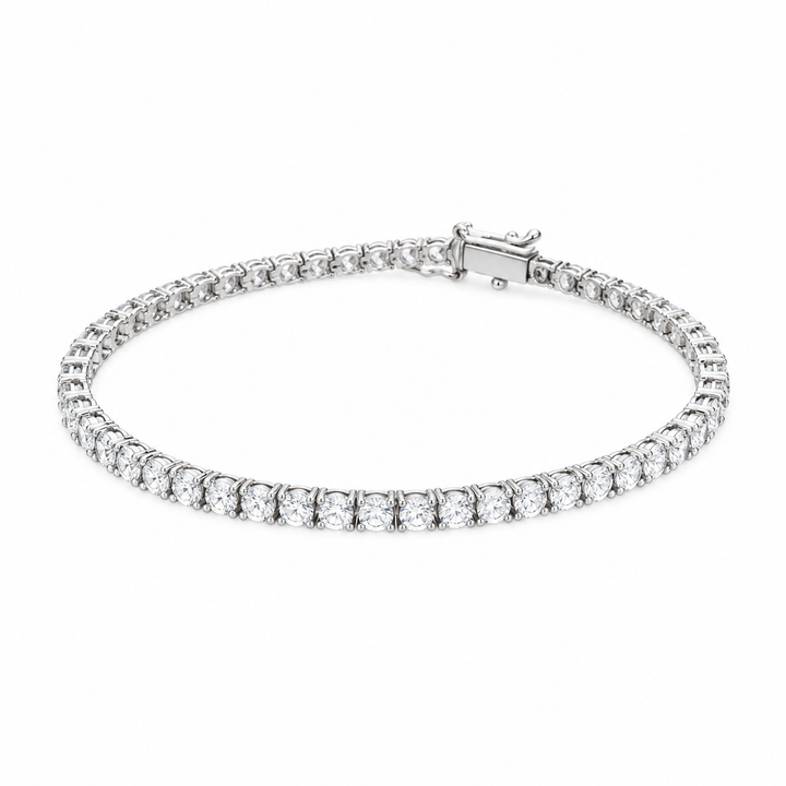 925 Sterling Silver Round CZ Tennis Bracelet