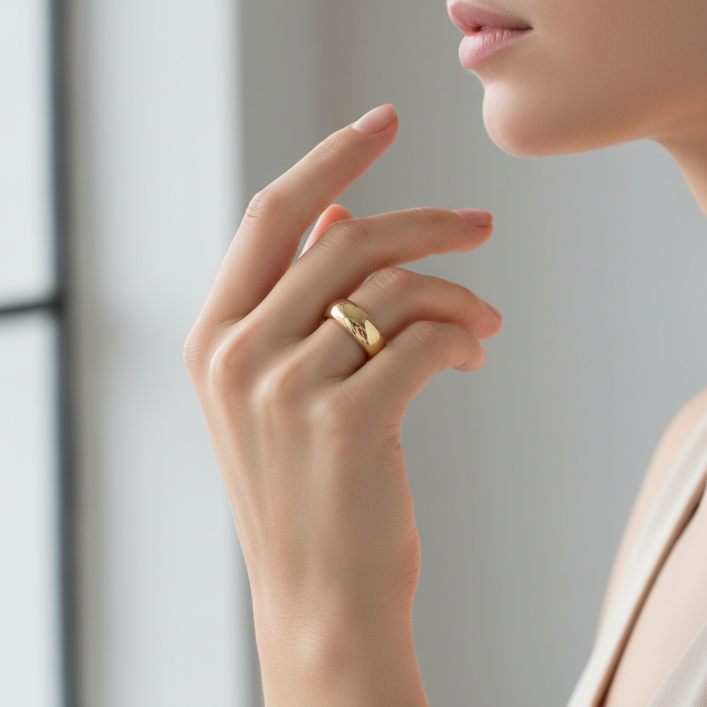 14K Yellow Gold Wide Band Ring- 5.8mm