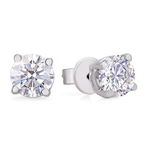 White Gold Solitaire Diamond Earrings. 14k, TDW: 0.60ct, VS H