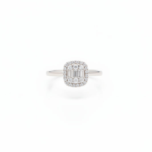 18K White Gold Solitaire Engagement Ring with 0.20ct Natural Diamond VS F_G