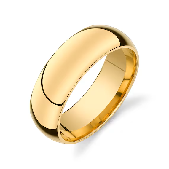 Yellow Gold Wide Half Dom Band. 10k 6.1gr 6.6mm