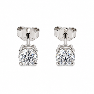 18K White Gold Round Lab-Grown Diamond Solitaire Stud Earrings