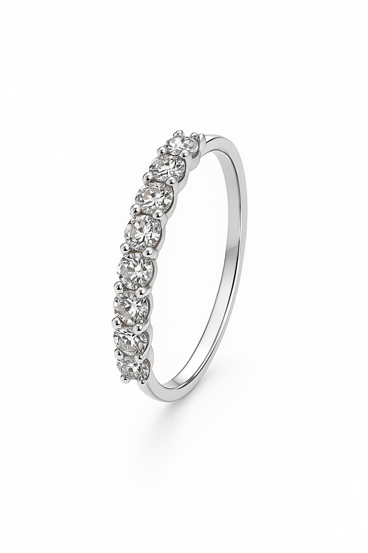 White Gold with 8 Diamonds Band, 18k, TDW: 0.5ct SI I
