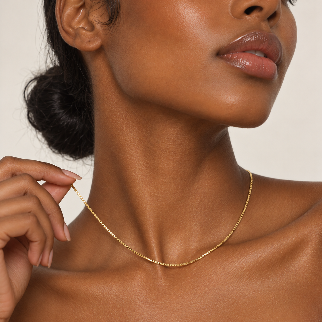 18K Yellow Gold Box Chain Necklace