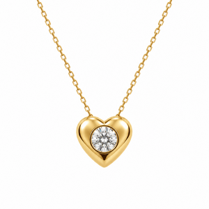 18K Yellow Gold Heart CZ Solitaire Pendant