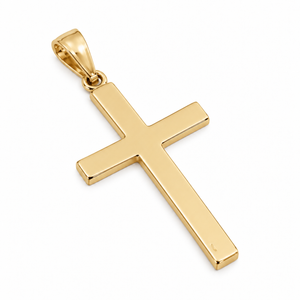 10K Yellow Gold Plain Latin Cross Pendant