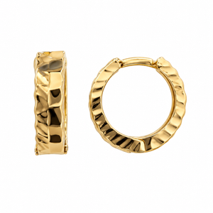 18K Gold Diamond-Cut Huggie Hoop Earrings