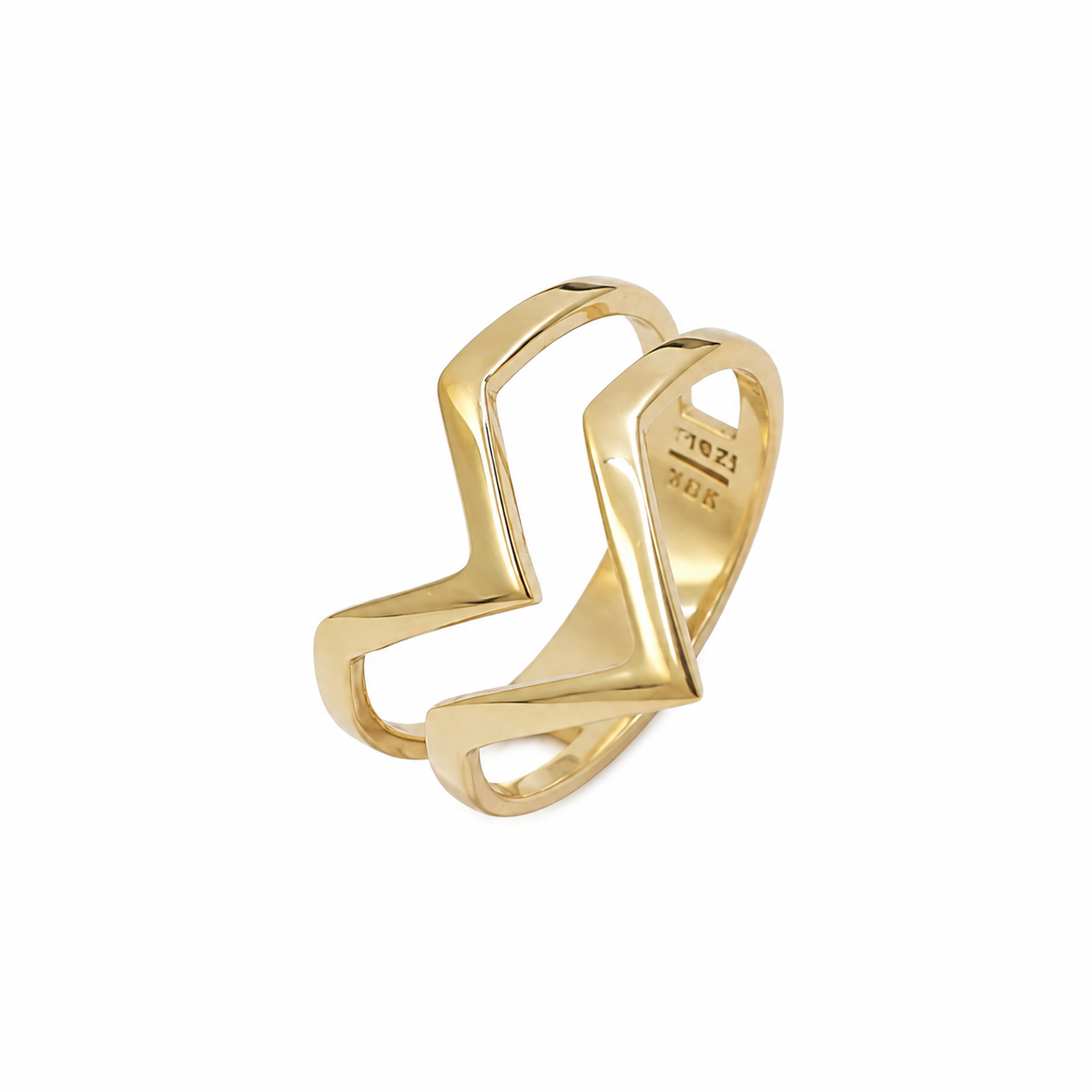 18K Yellow Gold Double Chevron Ring