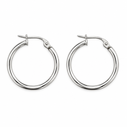 14K White Gold Hoop Earrings