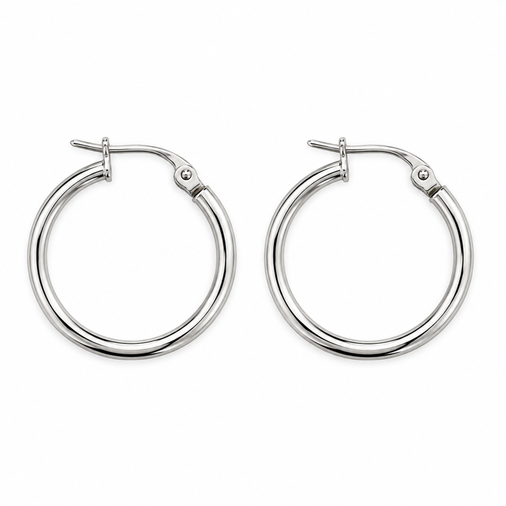 14K White Gold Hoop Earrings