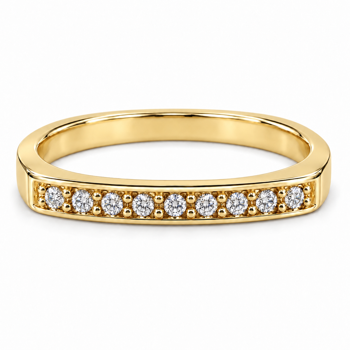 14K Yellow Gold Diamond Row Band