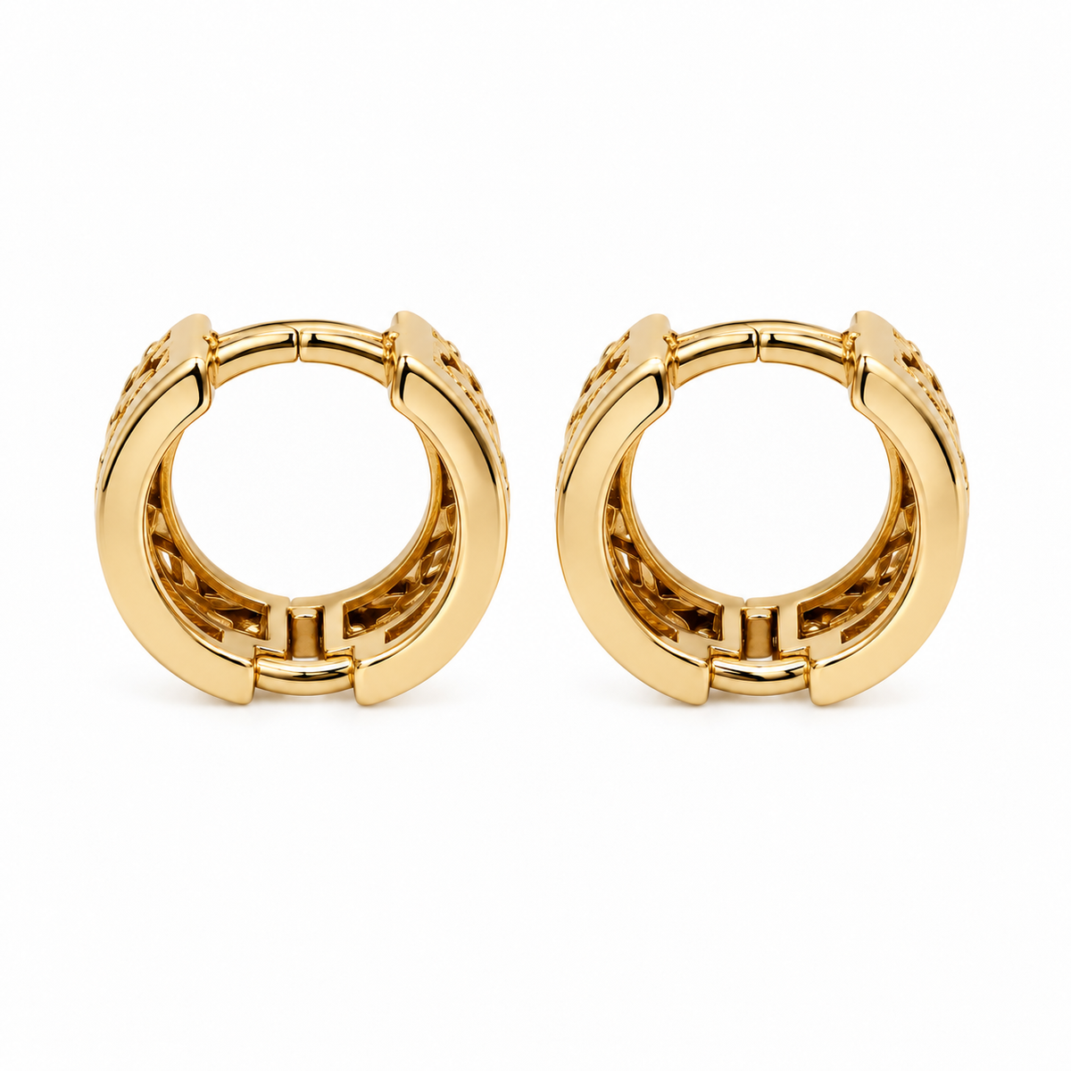 18K Yellow Gold Braided Huggie Hoop Earrings