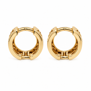 18K Yellow Gold Braided Huggie Hoop Earrings