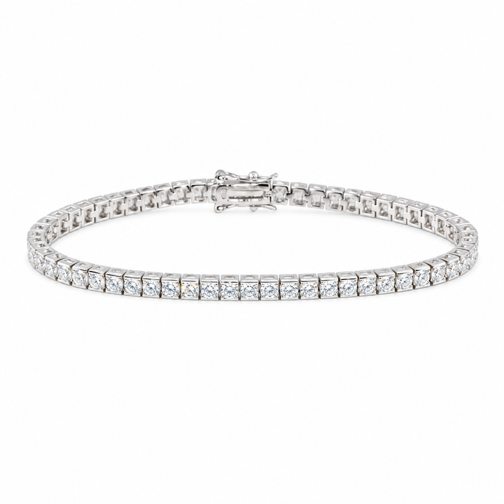 925 Sterling Silver Round CZ Tennis Bracelet
