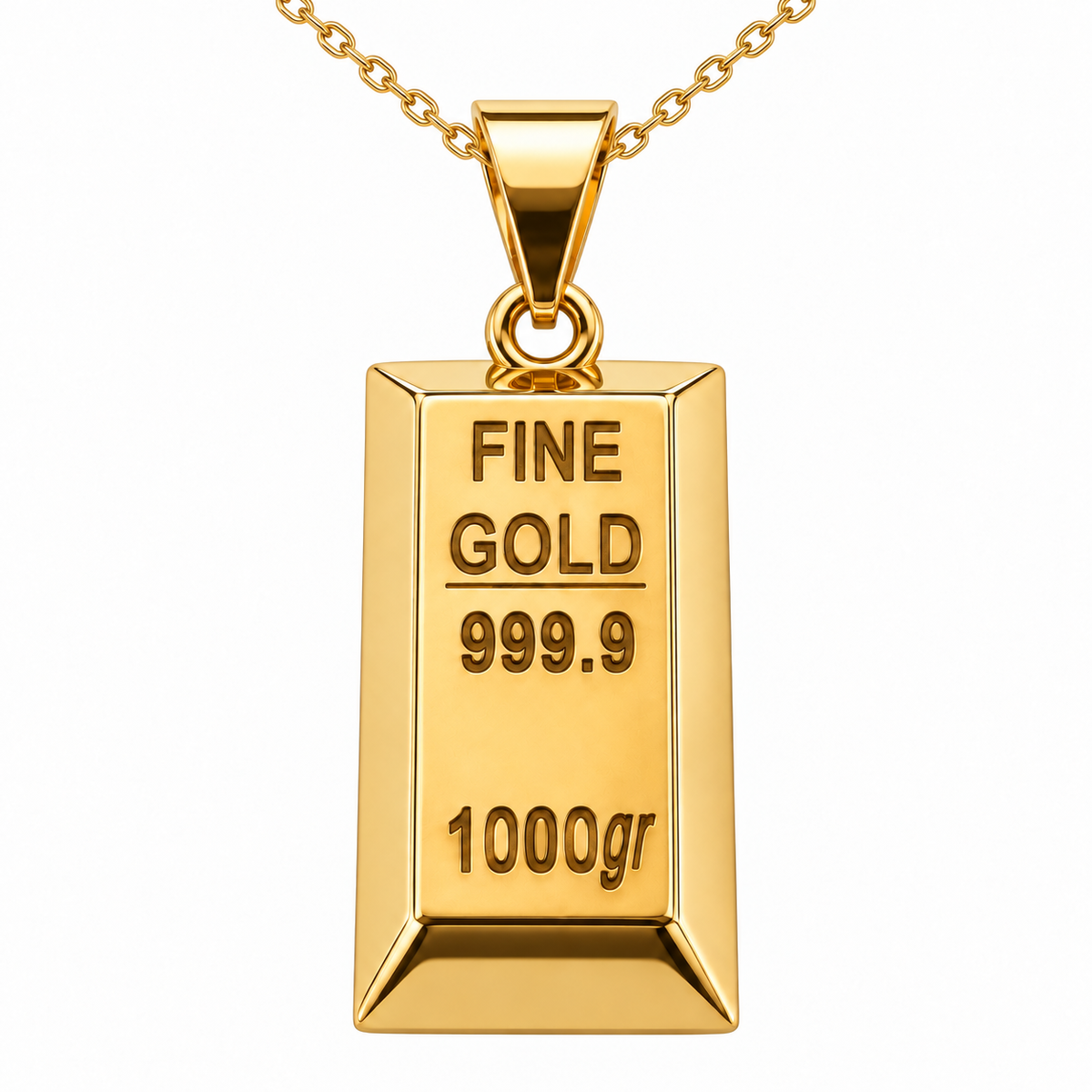 18K Yellow Gold Bar Style Pendant Necklace