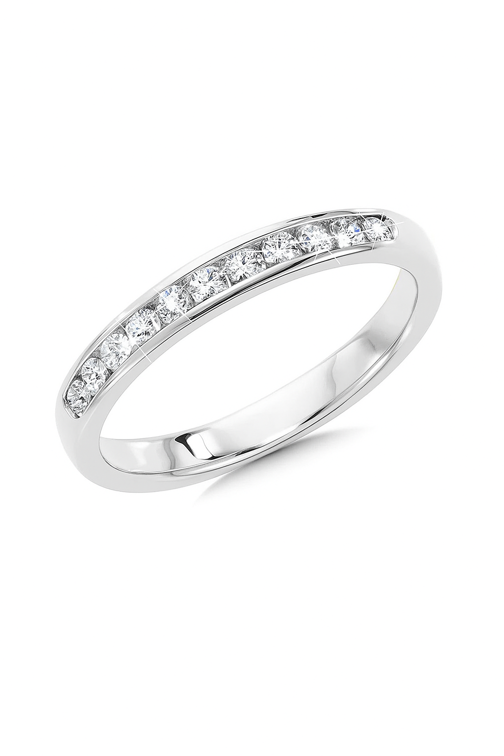 White Gold Chanell Settings 11 Stones Diamond Band. 14k, TDW: 0.25ct, VS- SI, GH