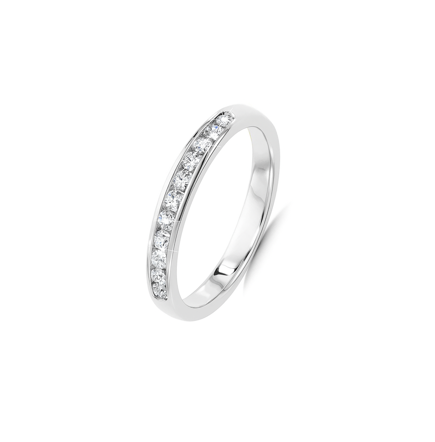 14K White Gold Diamond Chanel Setting Wedding Band