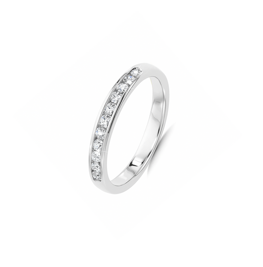 14K White Gold Diamond Chanel Setting Wedding Band