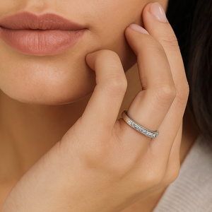 14K White Gold Diamond Chanel Setting Wedding Band