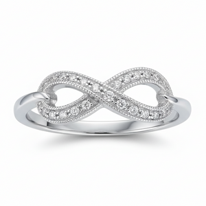 925 Sterling Silver Eternity Infinity Milgrain & CZ Ring