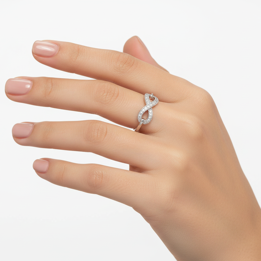 925 Sterling Silver Eternity Infinity Milgrain & CZ Ring