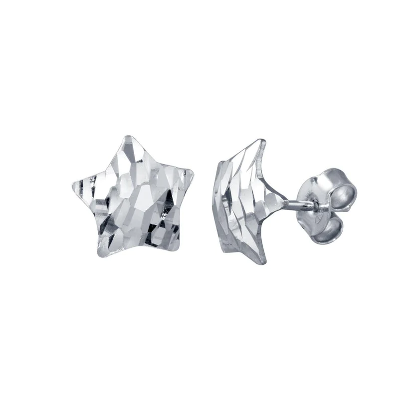 Silver 925 Rhodium Plated DC Star Stud Earrings