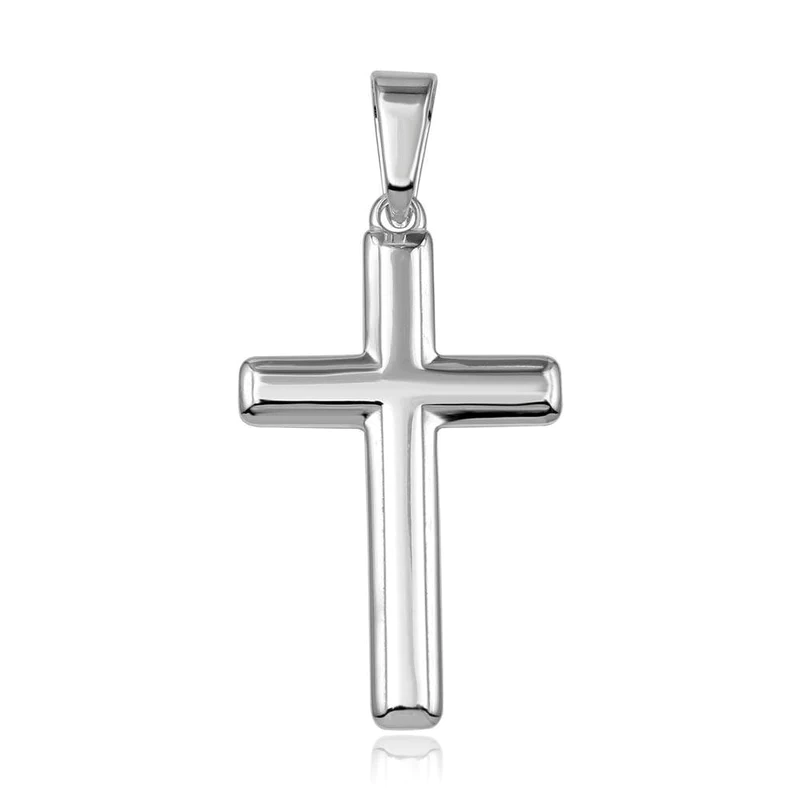 Silver 925 High Polished Plain Cross Pendant