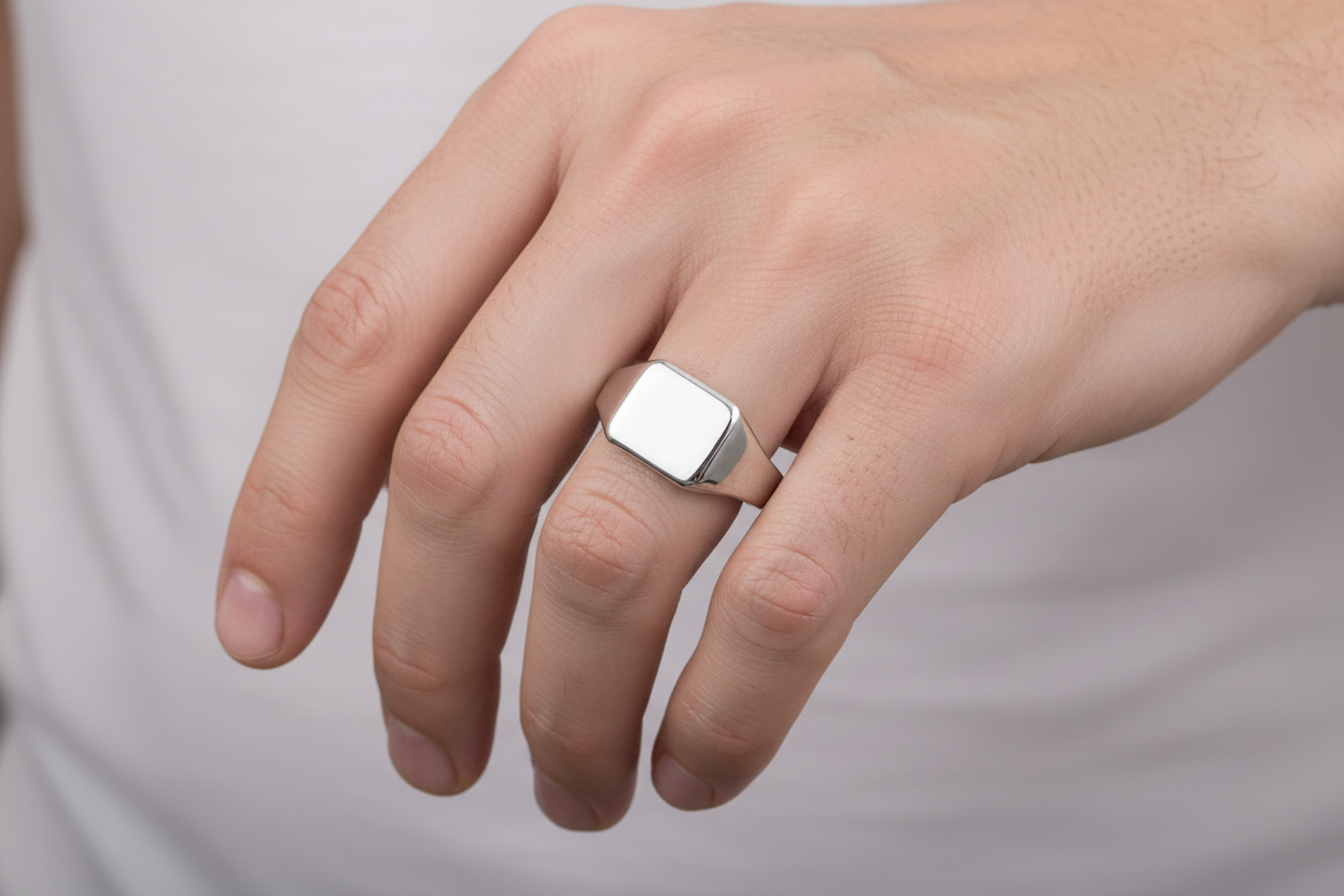 Silver 925 High Polished Square Engravable Ring